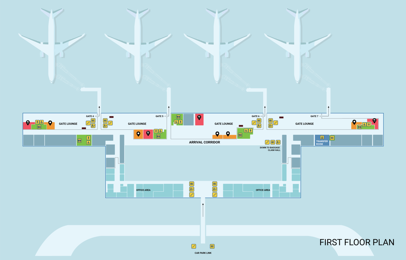 1st floor: International Arrival lobby area
