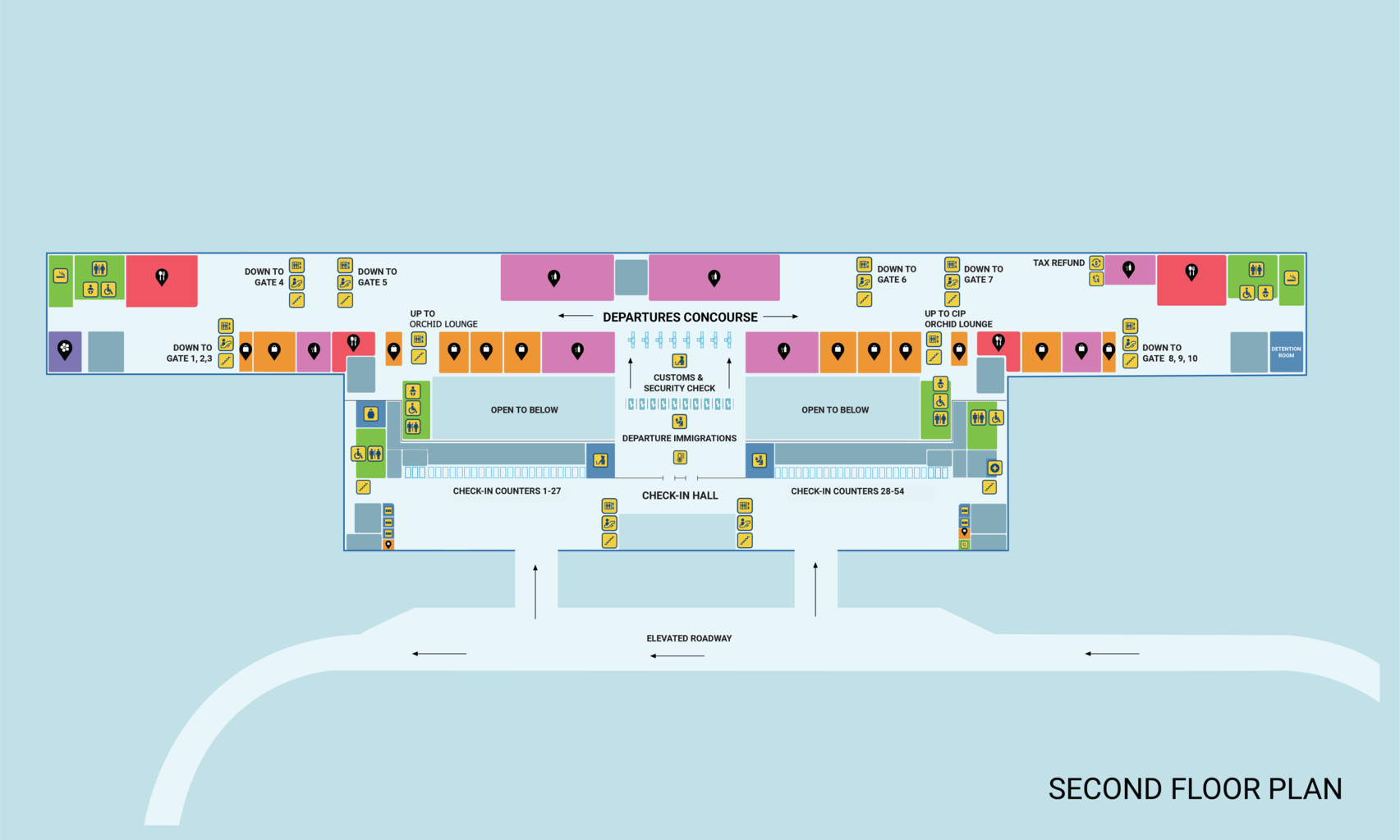 2nd floor: International departure lobby area